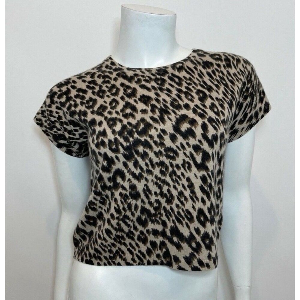 Le Superbe Frances Leopard Sweater Tee Size XS Short Sleeve Cropped